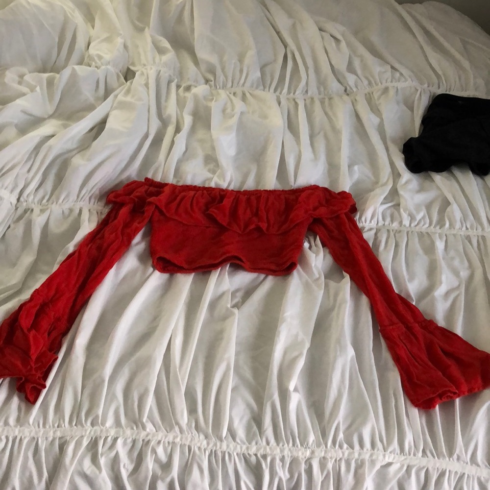 Red off the shoulder Urban Outfitters shirt
